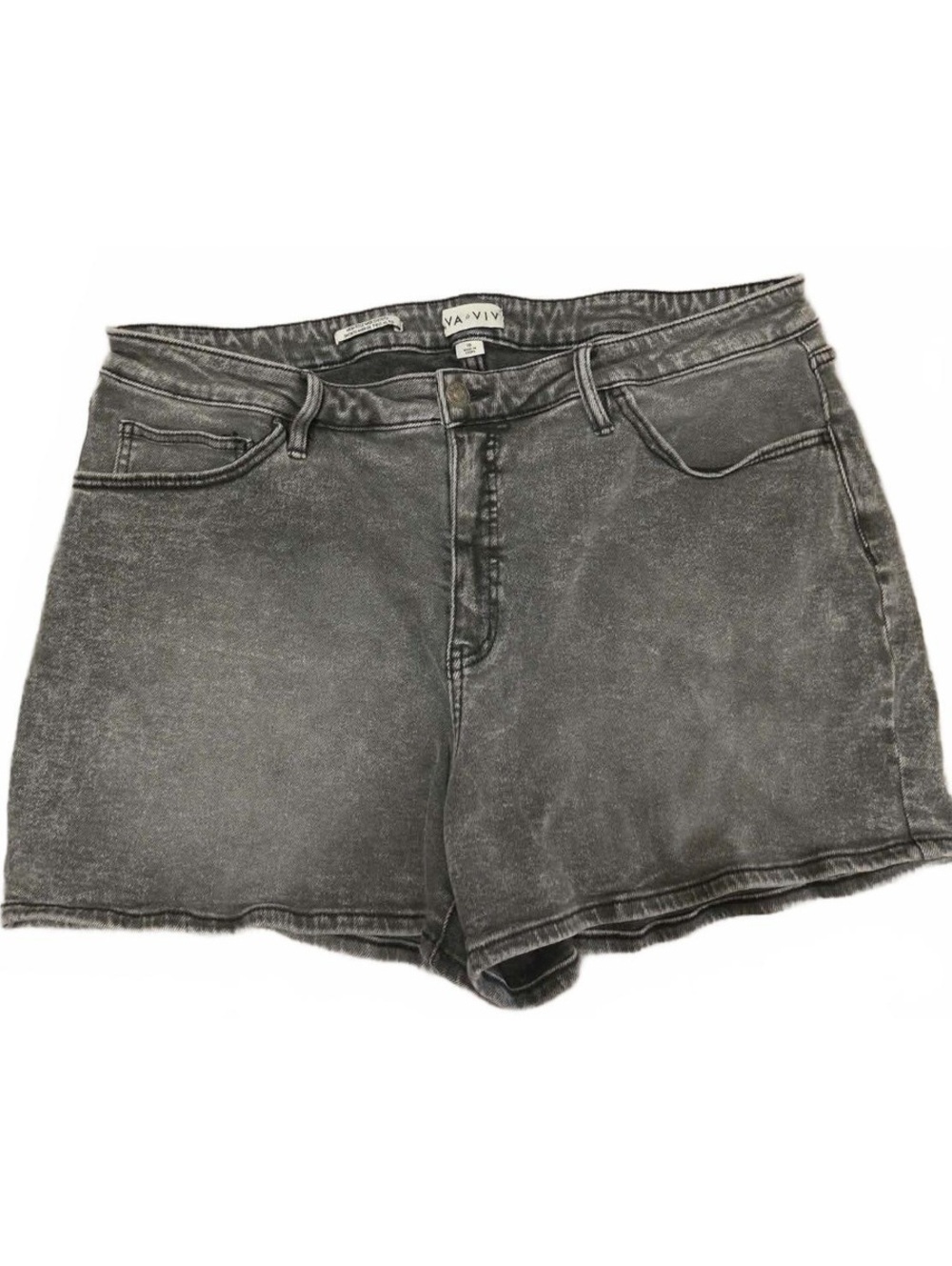 AVA-VIVWomen's Black Washed Denim Shorts Size 18